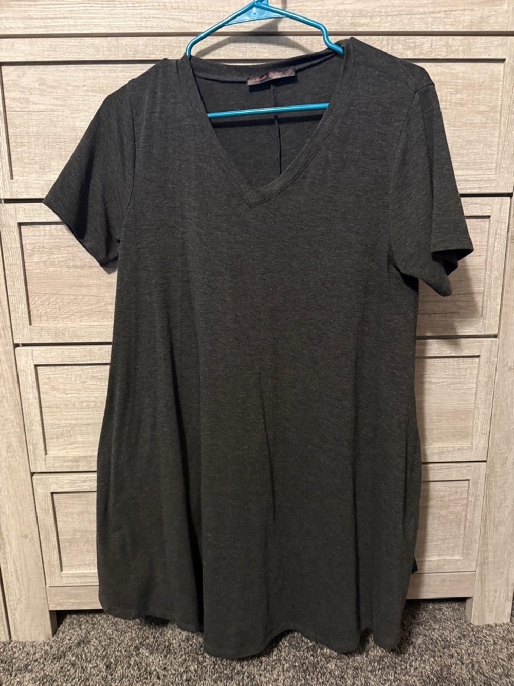 Black V-Neck Short Sleeve Mini Dress